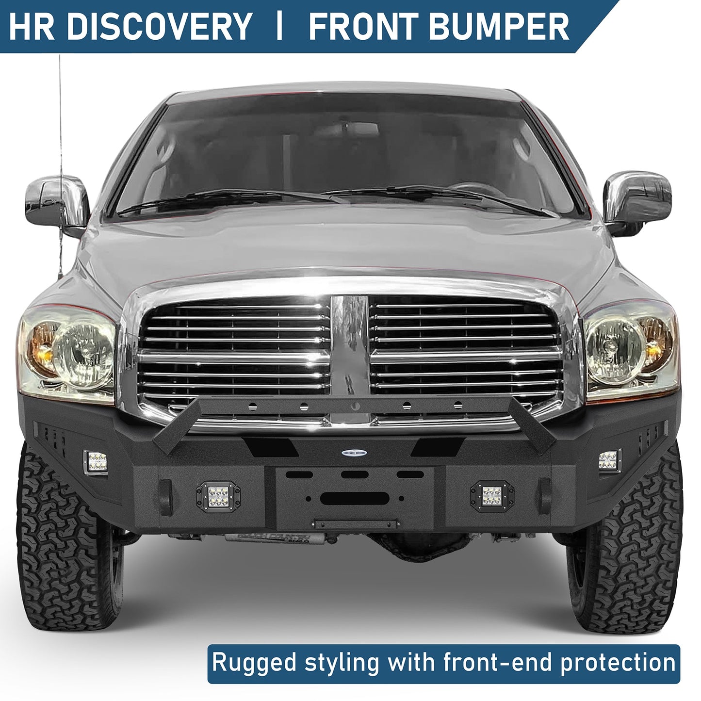 Discovery Ⅰ Full-Width Front Bumper w/ Winch Plate & LED Spotlights For 2006-2008 Ram 1500 - Ultralisk4x4