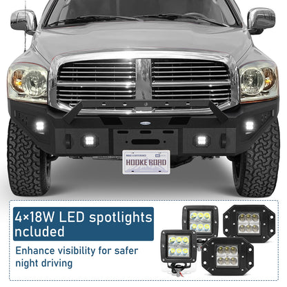 Discovery Ⅰ Full-Width Front Bumper w/ Winch Plate & LED Spotlights For 2006-2008 Ram 1500 - Ultralisk4x4