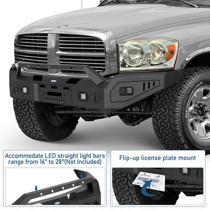 Discovery Ⅰ Full-Width Front Bumper w/ Winch Plate & LED Spotlights For 2006-2008 Ram 1500 - Ultralisk4x4