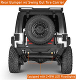 Mad Max Front Bumper & Rear Bumper w/Spare Tire Carrier for 2007-2018 Jeep Wrangler JK ultralisk4x4 ULB.2038+2015 11