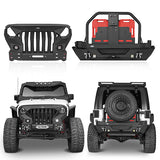 Front Bumper & Rear Bumper w/Spare Tire Carrier(07-18 Jeep Wrangler JK) - ultralisk4x4