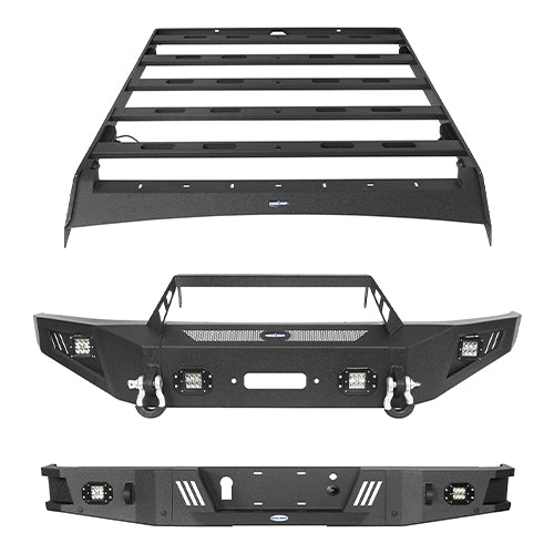Front Bumper &  Rear Bumper &  Roof Rack for Fit for 2009-2014 F-150 SuperCrew, Excluding Raptor ultralisk4x4 ULB.8205+8202+8204 2