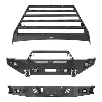 Front Bumper &  Rear Bumper &  Roof Rack for Fit for 2009-2014 F-150 SuperCrew, Excluding Raptor ultralisk4x4 ULB.8205+8202+8204 2