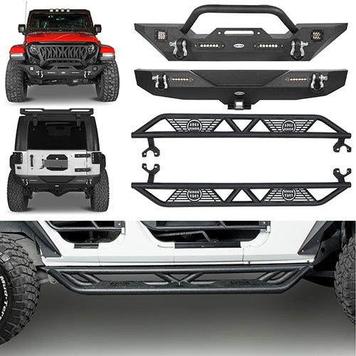 Jeep JK Front Bumper & Rear Bumper & Running Boards for 2007-2018 Jeep Wrangler JK ultralisk4x4 ULB.2013+3018+2030 1