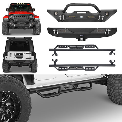 Jeep JK Front Bumper & Rear Bumper & Running Boards for 2007-2018 Jeep Wrangler JK ultralisk ULB.2010+3018+2030 1