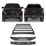 Front Bumper & Rear Bumper & Roof Rack for 2009-2014 Ford F-150 SuperCrew,Excluding Raptor ultralisk4x4 ULB.8205+8201+8204 1