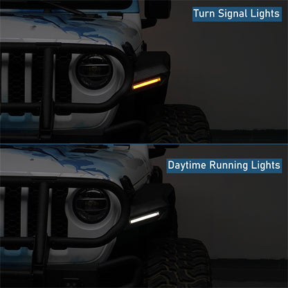 Front Fender Flares w/ LED Turn Signal Lights For 2018-2025 Jeep Wrangler JL & Gladiator JT - ultralisk4x4