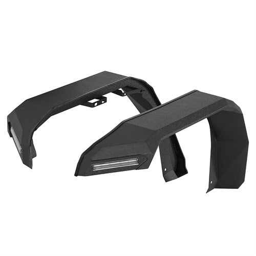 Front Fender Flares w/ LED Turn Signal Lights For 2018-2025 Jeep Wrangler JL & Gladiator JT - ultralisk4x4