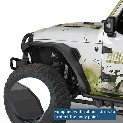 Front Fender Flares w/ LED Turn Signal Lights For 2018-2025 Jeep Wrangler JL & Gladiator JT - ultralisk4x4