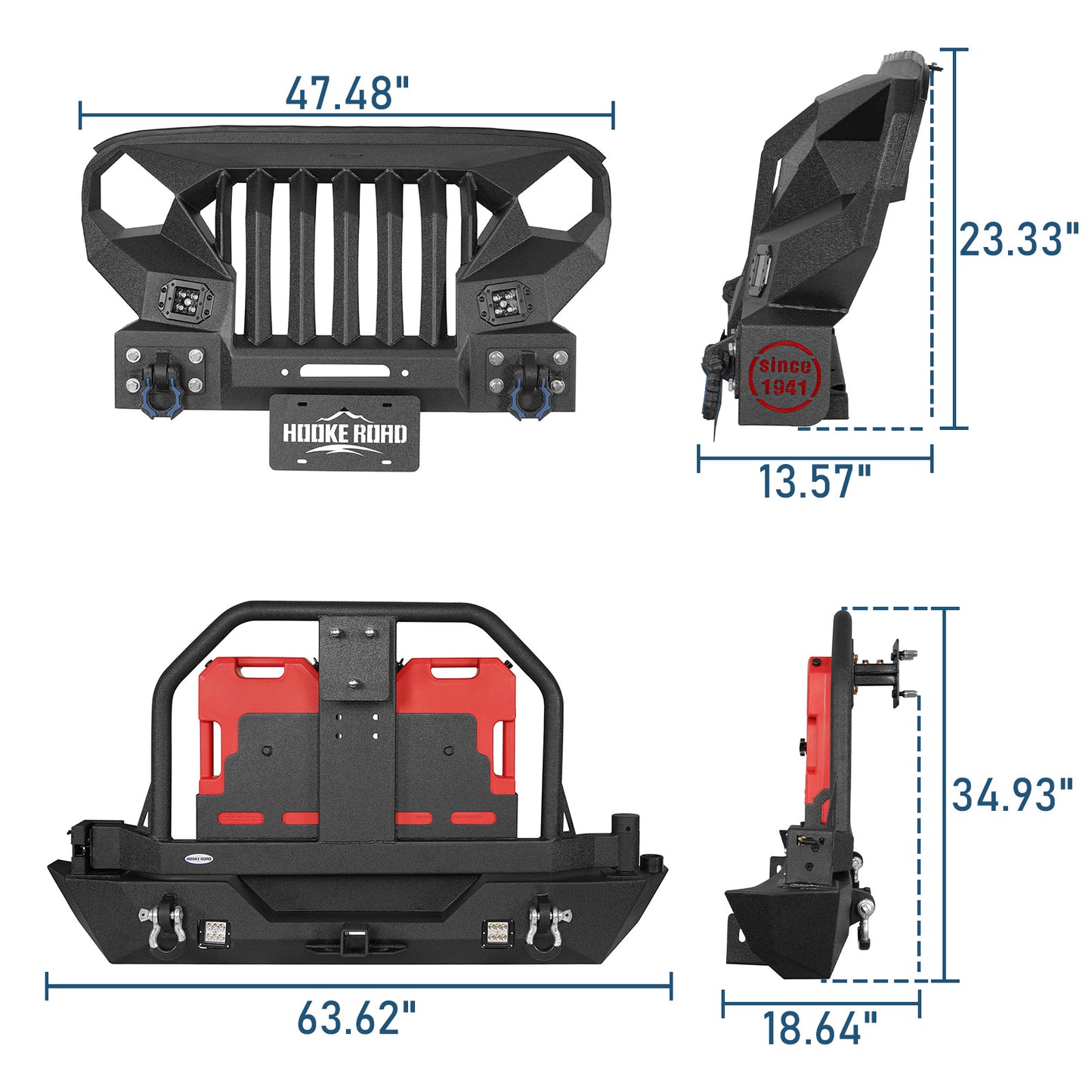 Front Bumper & Rear Bumper w/Spare Tire Carrier(07-18 Jeep Wrangler JK) - ultralisk4x4