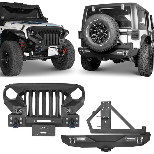 Mad Max Front Bumper & Rear Bumper w/Tire Carrier(07-18 Jeep Wrangler JK) - ultralisk4x4