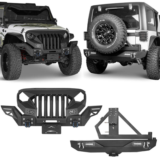 Mad Max Front Bumper & Rear Bumper w/Tire Carrier(07-18 Jeep Wrangler JK) - ultralisk4x4