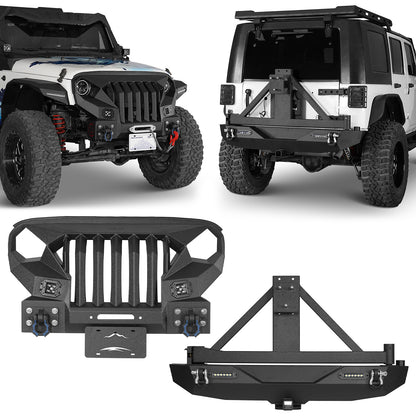 Front Bumper & Rear Bumper w/2Inch Hitch Receiver(07-18 Jeep Wrangler JK) - ultralisk4x4