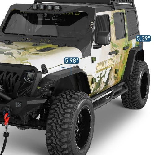 Off-Road Flat Front & Rear Fender Flares w/ LED Turn Signal Lights For 2018-2026 Jeep Wrangler JL  - Ultralisk4x4