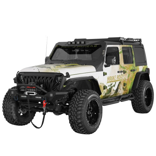 Off-Road Flat Front & Rear Fender Flares w/ LED Turn Signal Lights For 2018-2026 Jeep Wrangler JL  - Ultralisk4x4