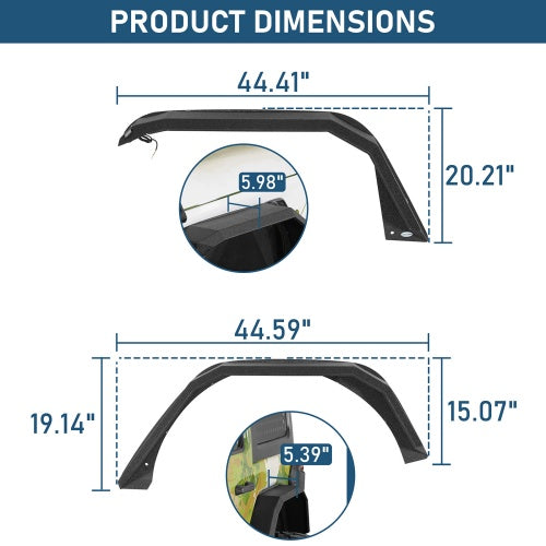 Off-Road Flat Front & Rear Fender Flares w/ LED Turn Signal Lights For 2018-2026 Jeep Wrangler JL  - Ultralisk4x4