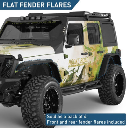 Off-Road Flat Front & Rear Fender Flares w/ LED Turn Signal Lights For 2018-2026 Jeep Wrangler JL  - Ultralisk4x4