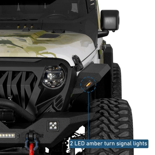 Off-Road Flat Front & Rear Fender Flares w/ LED Turn Signal Lights For 2018-2026 Jeep Wrangler JL  - Ultralisk4x4