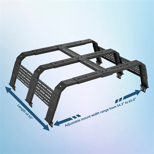 18.8" High Overland Bed Rack For 2020-2025 Jeep Gladiator JT / 2005-2023 Toyota Tacoma(5' Bed) / 2019-2025 Ford Ranger - Ultralisk4x4
