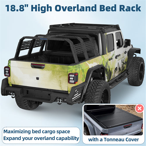 18.8" High Overland Bed Rack For 2020-2025 Jeep Gladiator JT / 2005-2023 Toyota Tacoma(5' Bed) / 2019-2025 Ford Ranger - Ultralisk4x4
