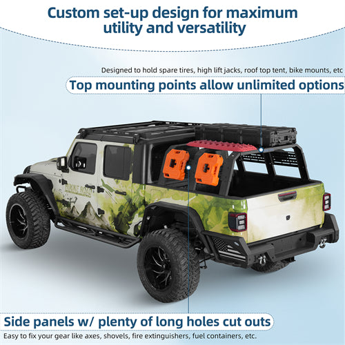 18.8" High Overland Bed Rack For 2020-2025 Jeep Gladiator JT / 2005-2023 Toyota Tacoma(5' Bed) / 2019-2025 Ford Ranger - Ultralisk4x4