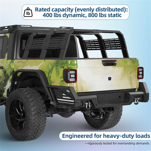 18.8" High Overland Bed Rack For 2020-2025 Jeep Gladiator JT / 2005-2023 Toyota Tacoma(5' Bed) / 2019-2025 Ford Ranger - Ultralisk4x4