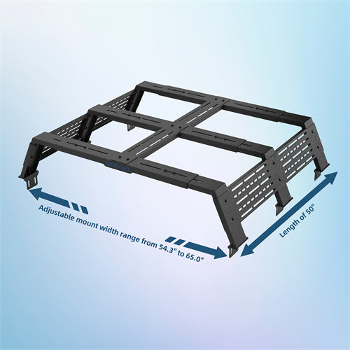 12.2" High Overland Bed Rack For 2020-2025 Jeep Gladiator JT / 2005-2023 Toyota Tacoma(5' Bed) / 2019-2025 Ford Ranger - Ultralisk4x4