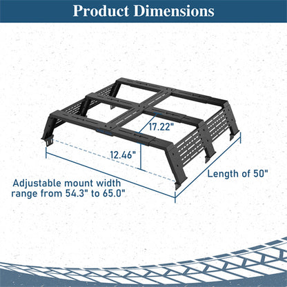 12.2" High Overland Bed Rack For 2020-2025 Jeep Gladiator JT / 2005-2023 Toyota Tacoma(5' Bed) / 2019-2025 Ford Ranger - Ultralisk4x4