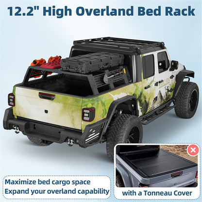 12.2" High Overland Bed Rack For 2020-2025 Jeep Gladiator JT / 2005-2023 Toyota Tacoma(5' Bed) / 2019-2025 Ford Ranger - Ultralisk4x4