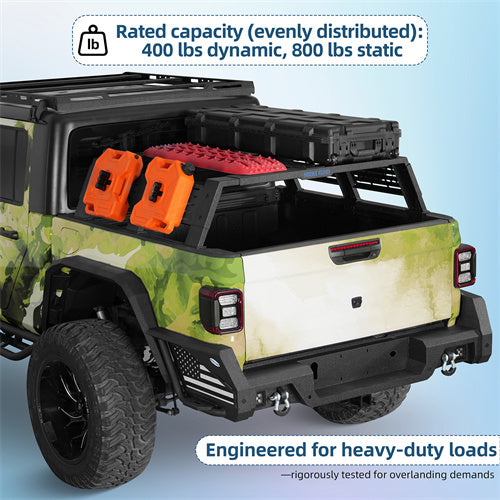 12.2" High Overland Bed Rack For 2020-2025 Jeep Gladiator JT / 2005-2023 Toyota Tacoma(5' Bed) / 2019-2025 Ford Ranger - Ultralisk4x4