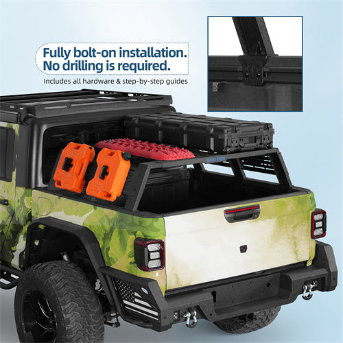 12.2" High Overland Bed Rack For 2020-2025 Jeep Gladiator JT / 2005-2023 Toyota Tacoma(5' Bed) / 2019-2025 Ford Ranger - Ultralisk4x4