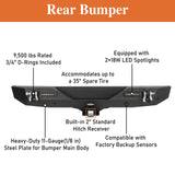 Full Width Climber Front Bumper & Explorer Rear Bumper for 2018-2023 Jeep Wrangler JL ulb30113003 ultralisk4x4 14