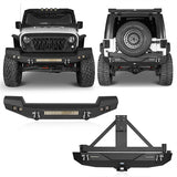 Full width Front Bumper & Rear Bumper w/Tire Carrier(07-18 Jeep Wrangler JK) - ultralisk4x4