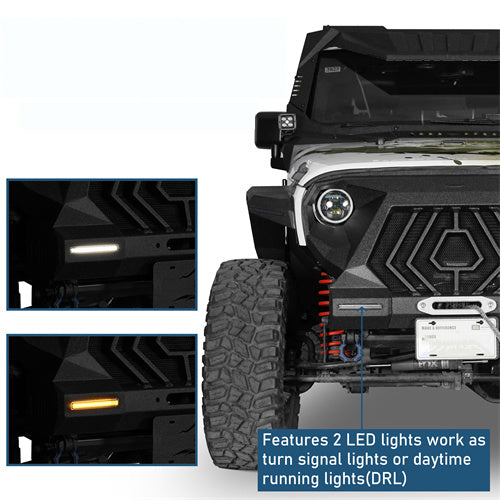 Mad Max Grill+Bumper w/ LED Turn Signal Lights For 2007-2018 Jeep Wrangler JK - Ultralisk4x4