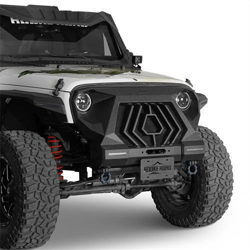 Mad Max Grill+Bumper w/ LED Turn Signal Lights For 2007-2018 Jeep Wrangler JK - Ultralisk4x4-u2107-
2