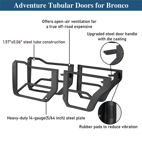 Off-road Half Front & Rear Doors For 2021-2025 Ford Bronco 4-Door - Ultralisk4x4