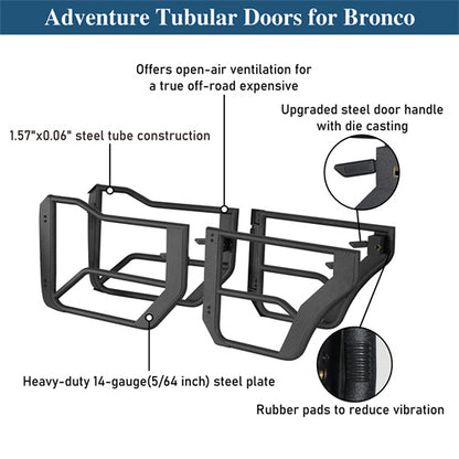 Off-road Half Front & Rear Doors For 2021-2025 Ford Bronco 4-Door - Ultralisk4x4