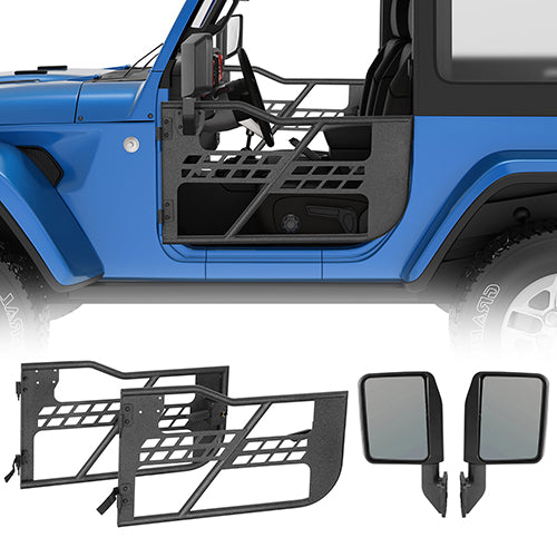 Black Steel Tubular Half Doors (18-26 Jeep Wrangler JL 2-Door) - Ultralisk 4x4