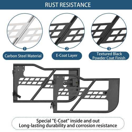 Black Steel Tubular Half Doors (18-26 Jeep Wrangler JL 2-Door) - Ultralisk 4x4