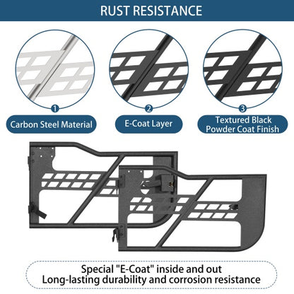 Black Steel Tubular Half Doors (18-26 Jeep Wrangler JL 2-Door) - Ultralisk 4x4