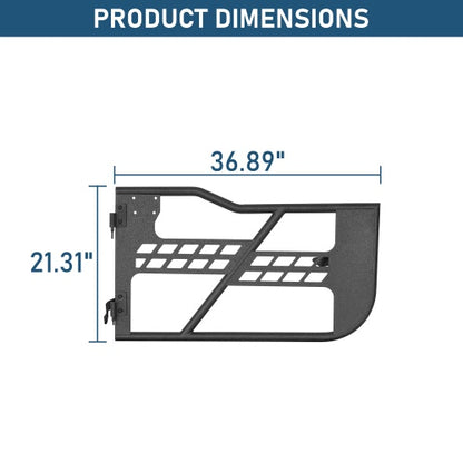 Black Steel Tubular Half Doors (18-26 Jeep Wrangler JL 2-Door) - Ultralisk 4x4