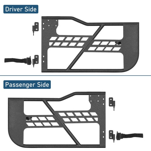 Black Steel Tubular Half Doors (18-26 Jeep Wrangler JL 2-Door) - Ultralisk 4x4