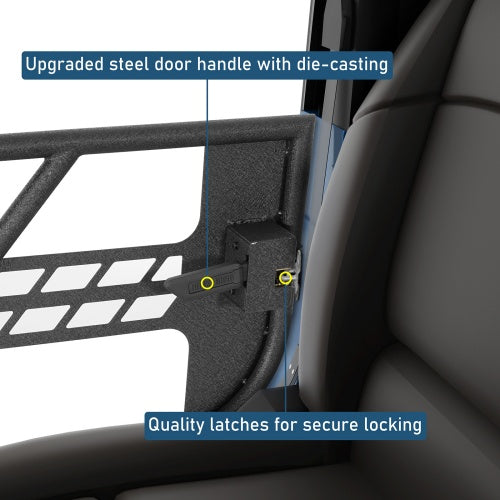 Black Steel Tubular Half Doors (18-26 Jeep Wrangler JL 2-Door) - Ultralisk 4x4