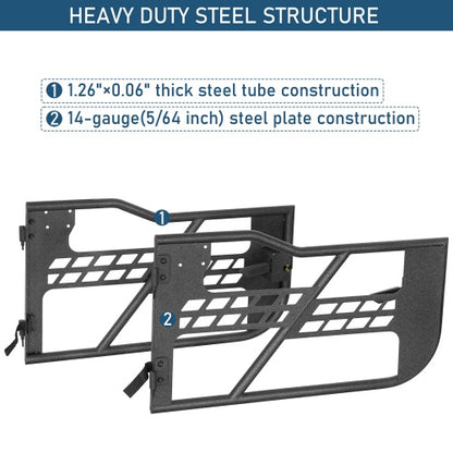 Black Steel Tubular Half Doors (18-26 Jeep Wrangler JL 2-Door) - Ultralisk 4x4
