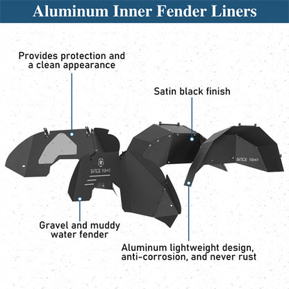 Front & Rear Aluminum Inner Fender Liners For 2018-2025 Jeep Wrangler JL (Excluding Rubicon 3.6L Engine)- Ultralisk4x4
