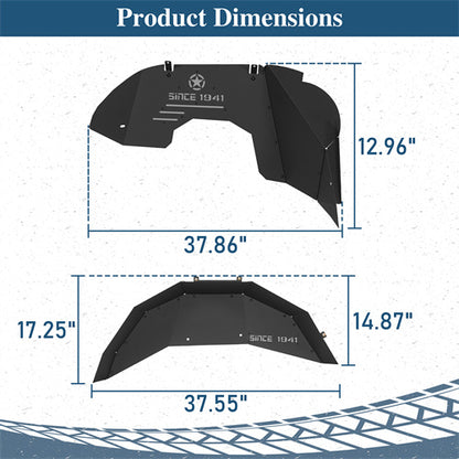 Front & Rear Aluminum Inner Fender Liners For 2018-2025 Jeep Wrangler JL (Excluding Rubicon 3.6L Engine)- Ultralisk4x4