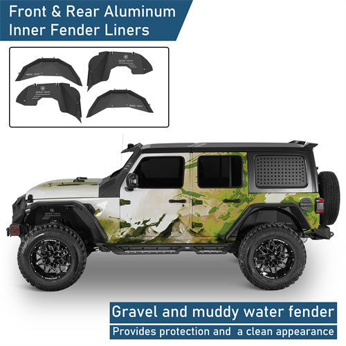 Front & Rear Aluminum Inner Fender Liners For 2018-2025 Jeep Wrangler JL (Excluding Rubicon 3.6L Engine)- Ultralisk4x4