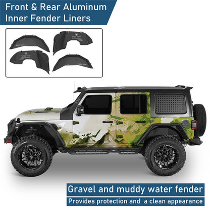 Front & Rear Aluminum Inner Fender Liners For 2018-2025 Jeep Wrangler JL (Excluding Rubicon 3.6L Engine)- Ultralisk4x4