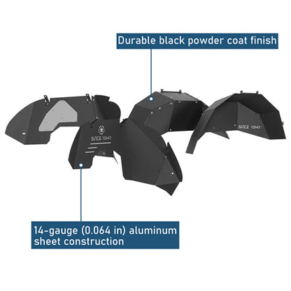 Front & Rear Aluminum Inner Fender Liners For 2018-2025 Jeep Wrangler JL (Excluding Rubicon 3.6L Engine)- Ultralisk4x4