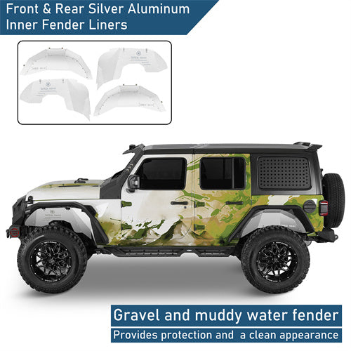 Front & Rear Aluminum Inner Fender Liners For 2018-2025 Jeep Wrangler JL (Excluding Rubicon 3.6L Engine)- Ultralisk4x4